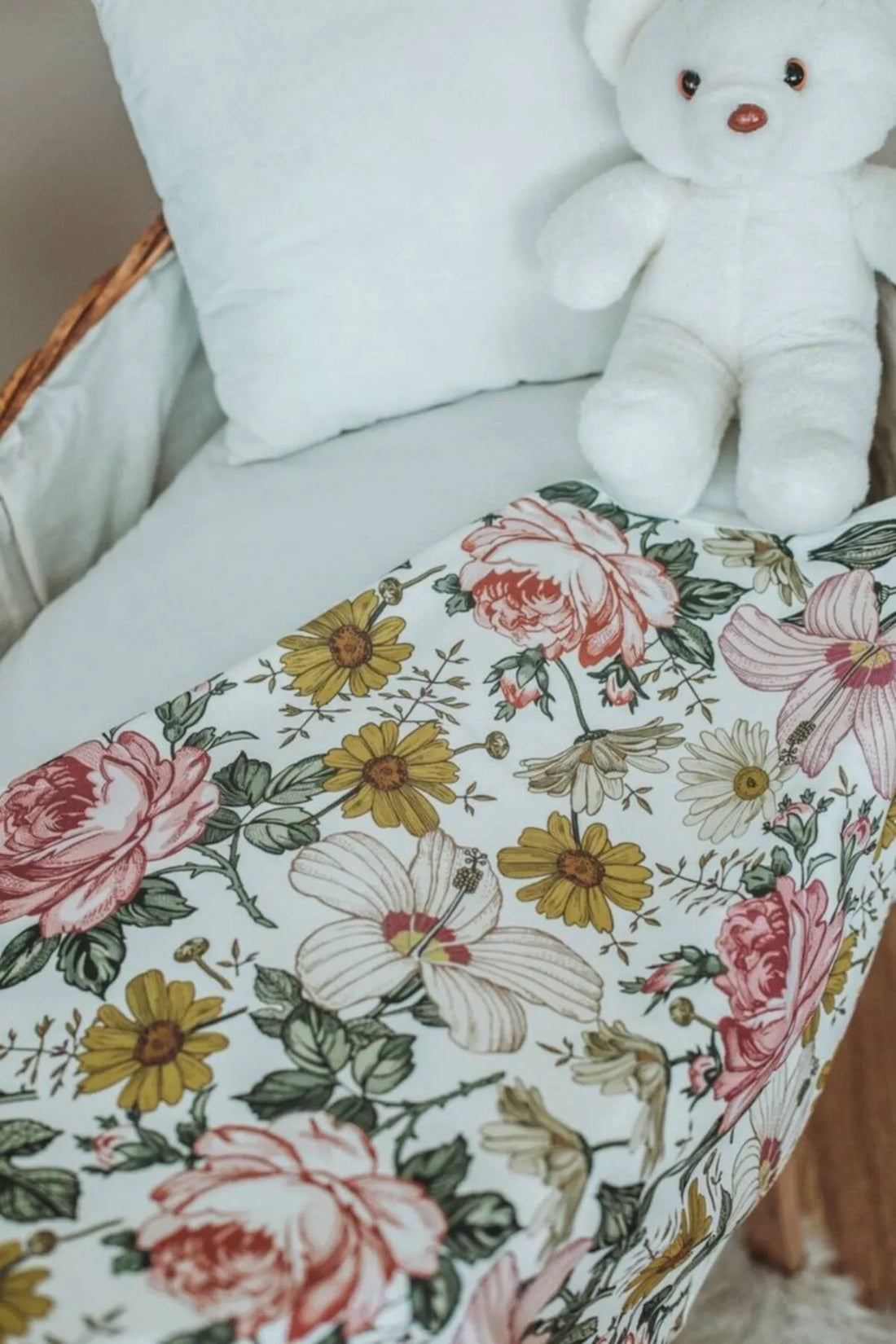 Hibiscus Rose Desen Penye Battaniye Ve Şapka Set