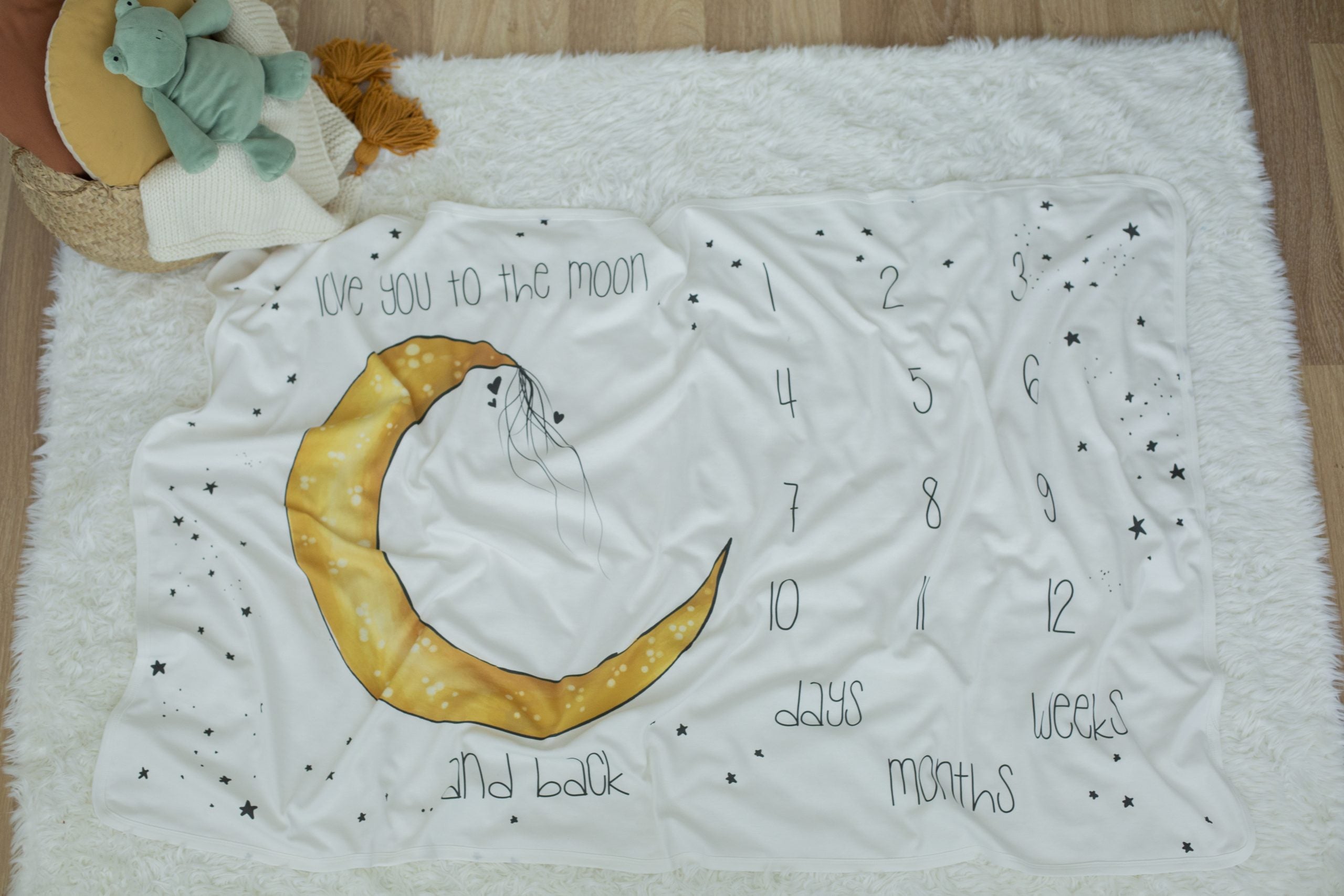 Ay Desen Anı Örtüsü Ay Ay Fotoğraf Çekim Örtüsü 105*155 Cm Ingilizce Months